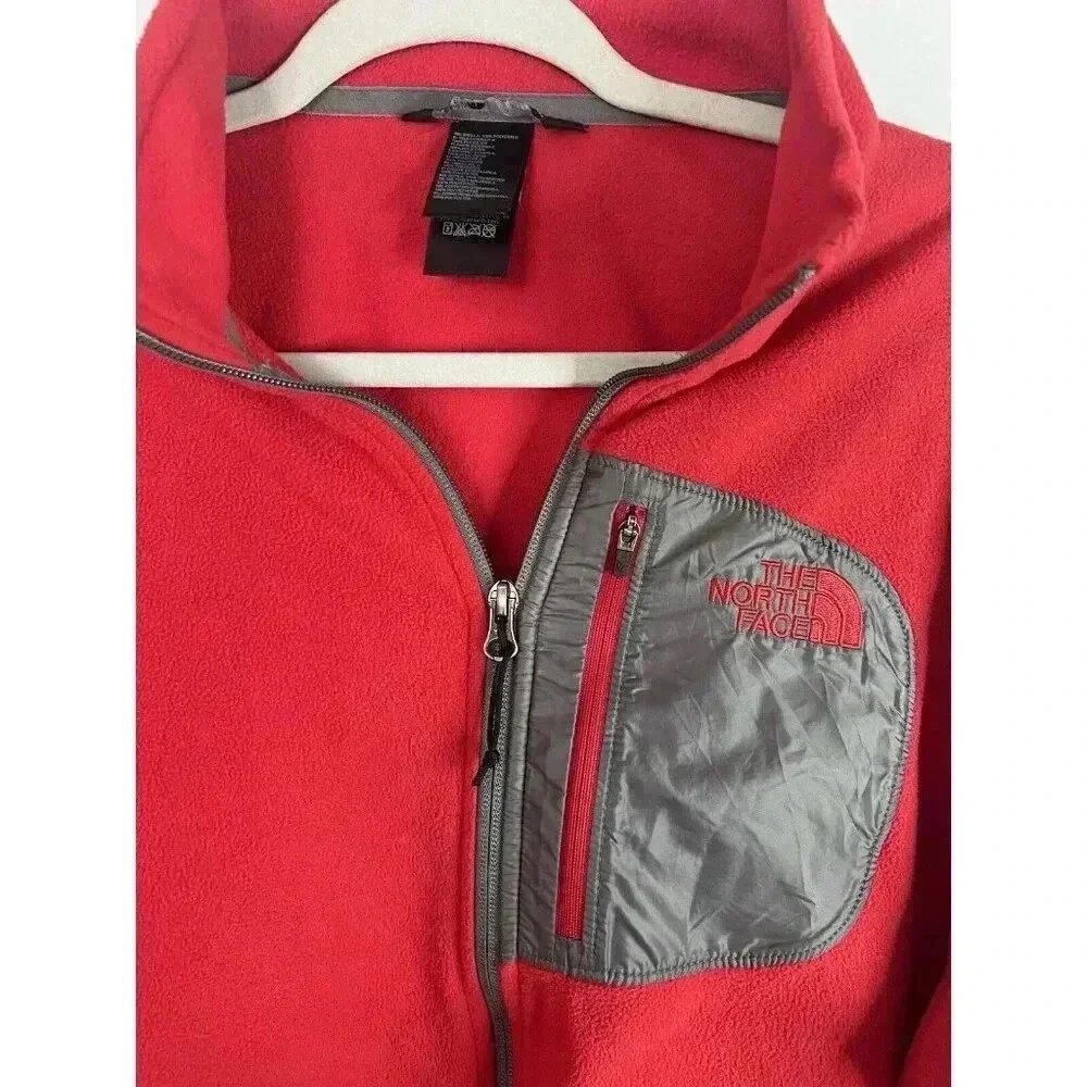 The North Face Men's Fleece Lined Red & Gray Full Zip Jacket - Size Large